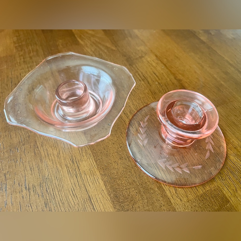 Vintage Pretty in Pink Candle Holders